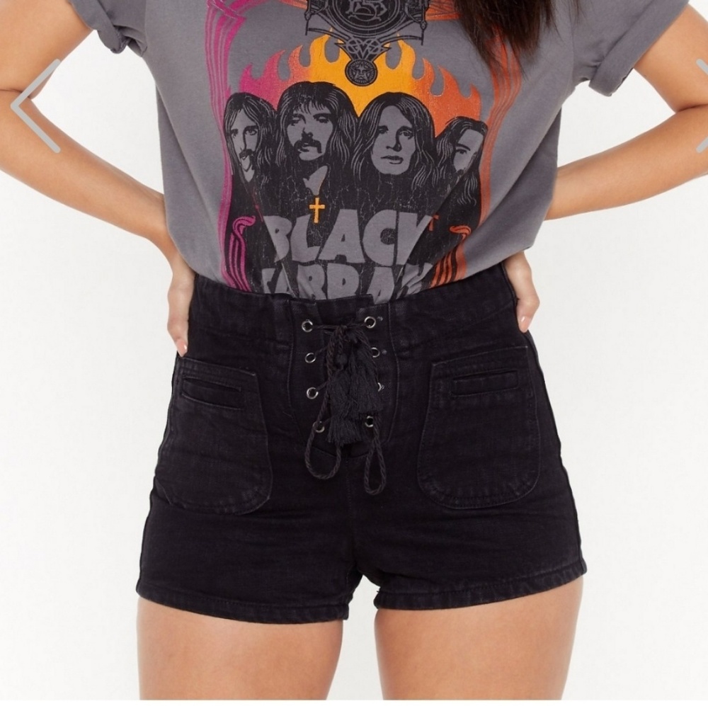 Black High Waisted Denim Shorts